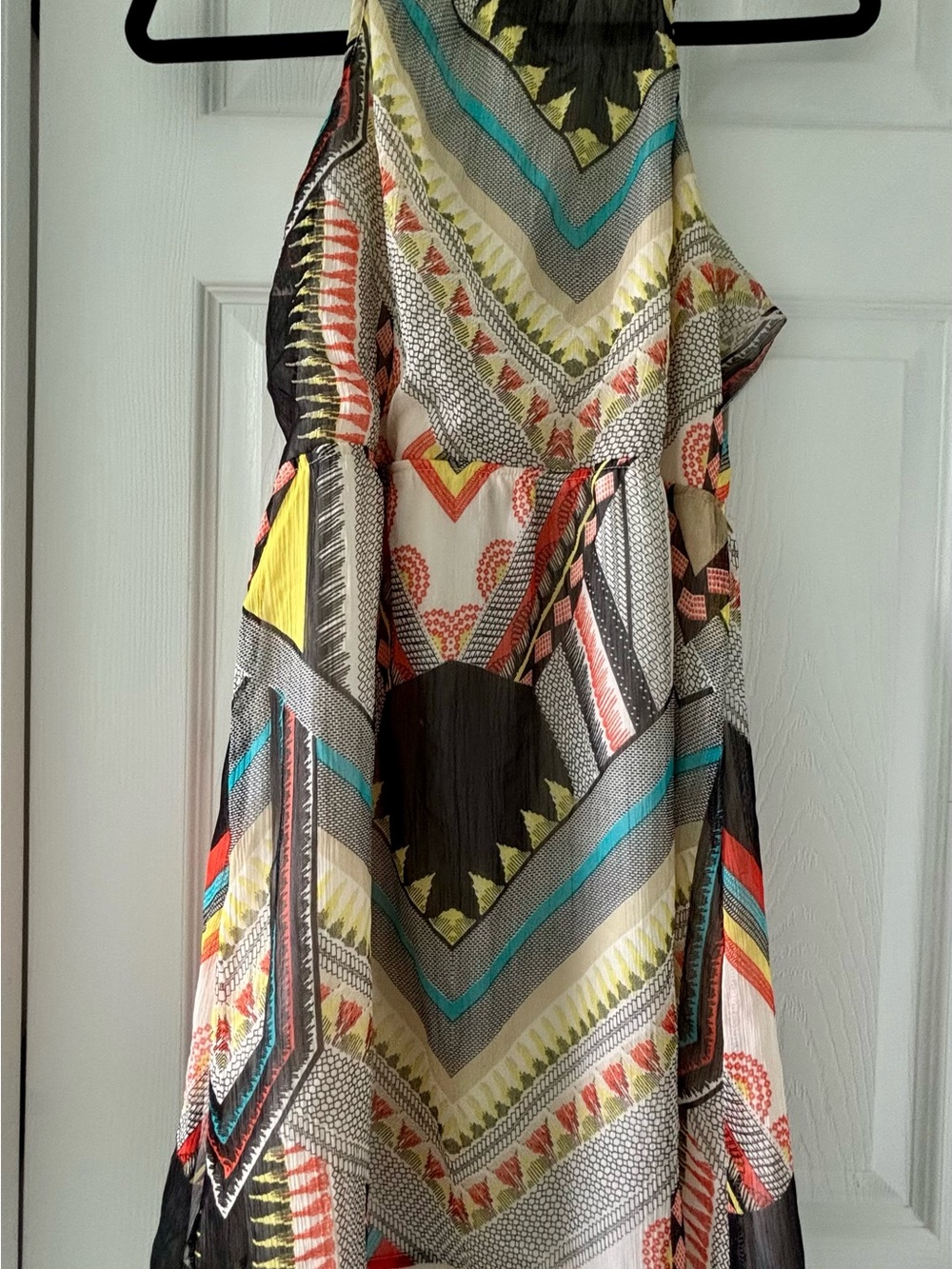 Dots Multicolor Geometric Ruffle Maxi Dress - Picture 2 of 9